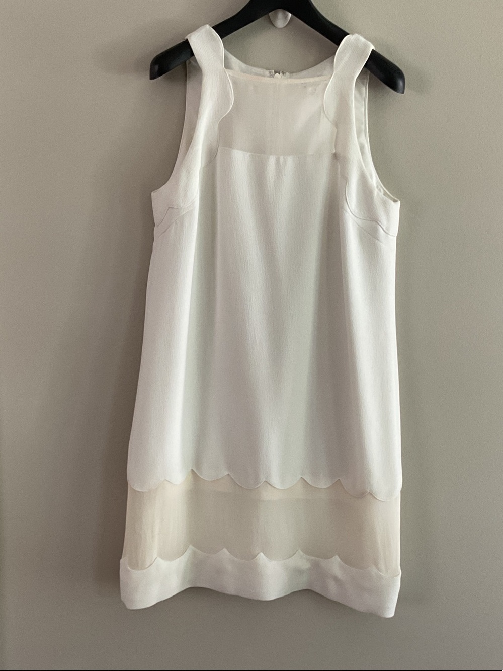 Club Monaco White Scalloped Midi Dress
